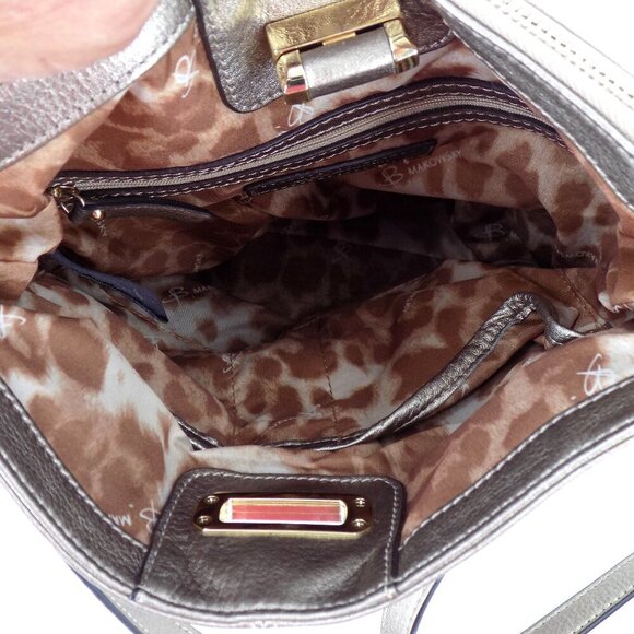 B. Makowsky Gold Metallic Trun-Lock Bucket Crossbody Bag - Picture 7 of 12